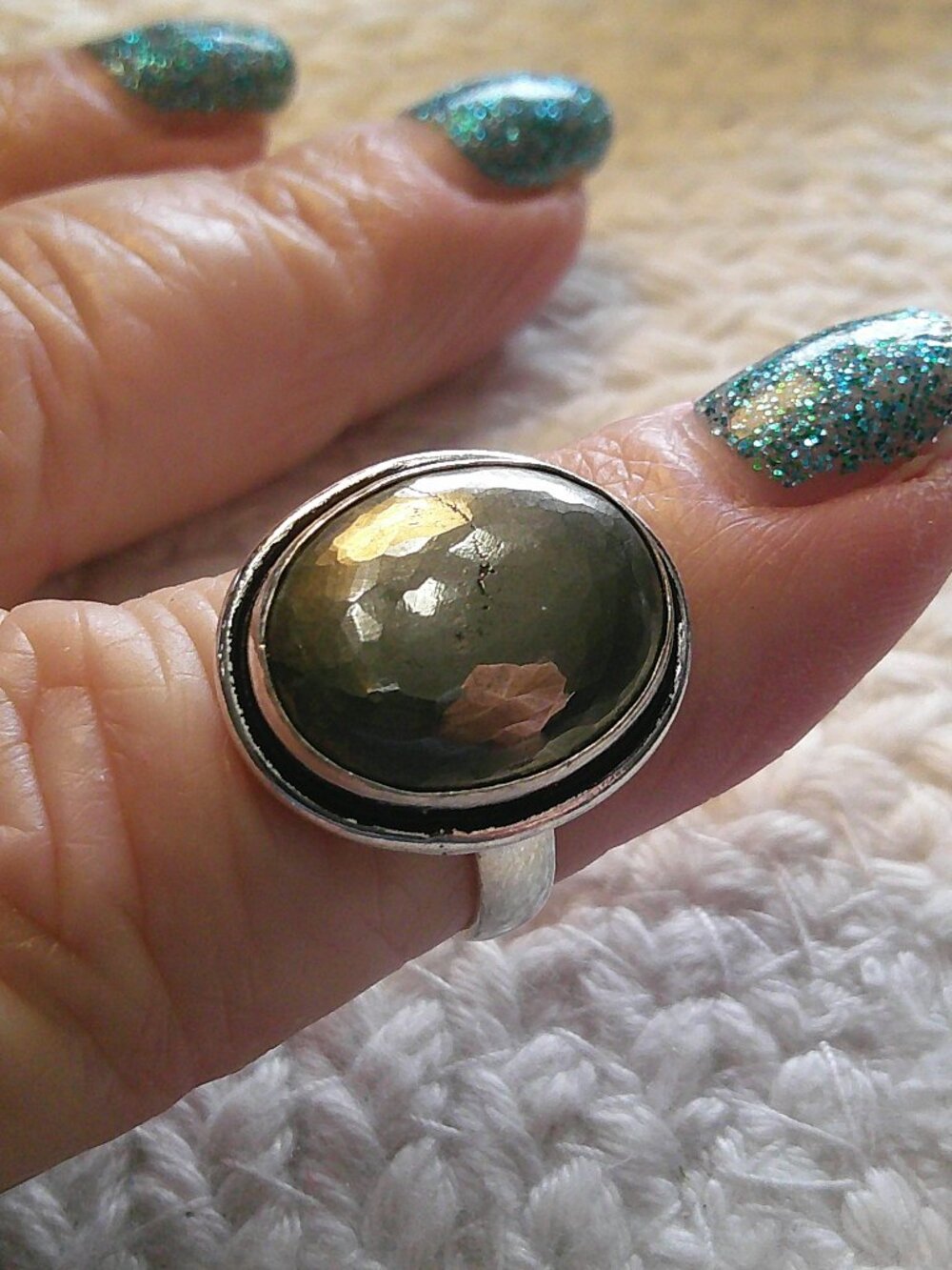 Beautiful APACHE PYRITE Handmade Sterling 925 Ring Size 6.25 #827E